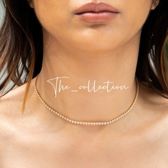 GOLD TENNIS DIAMOND NECKLACE - Picture 4 of 4